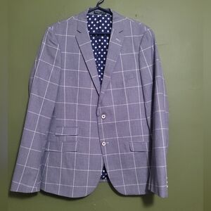Paisley & Gray Skinny Fit Windowpane Blazer – Light Blue – 40R
